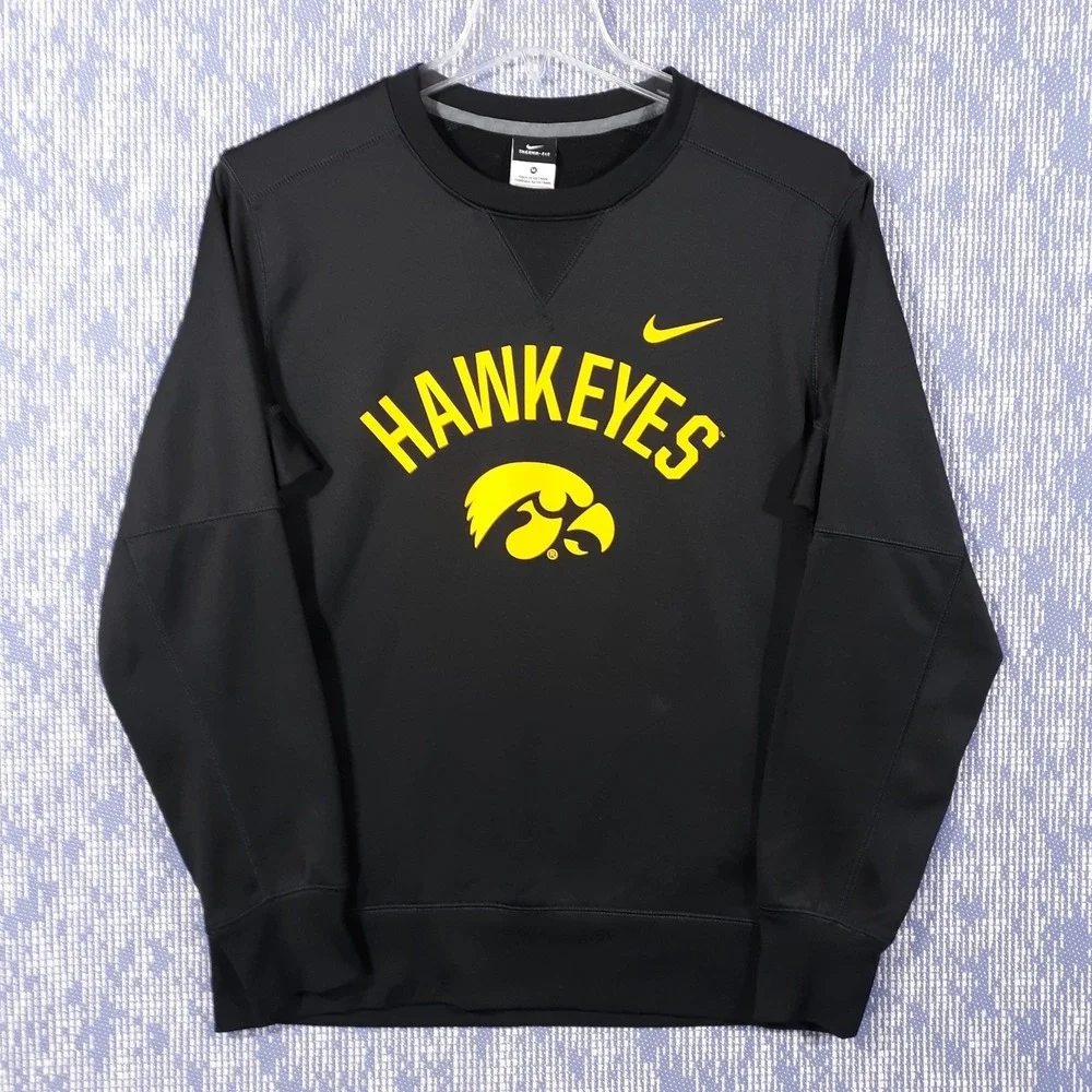 Nike Iowa Hawkeyes Sweatshirt Mens Medium Black Therma-Fit NCAA